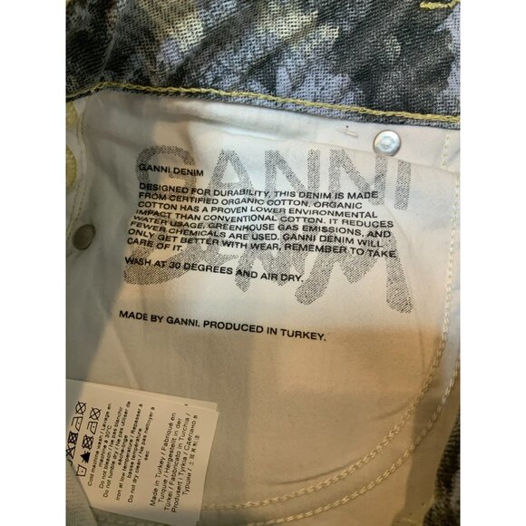 Ganni Blue Betzy Floral Print Bootcut Jeans, Size 27, New! $255 - Picture 9 of 10